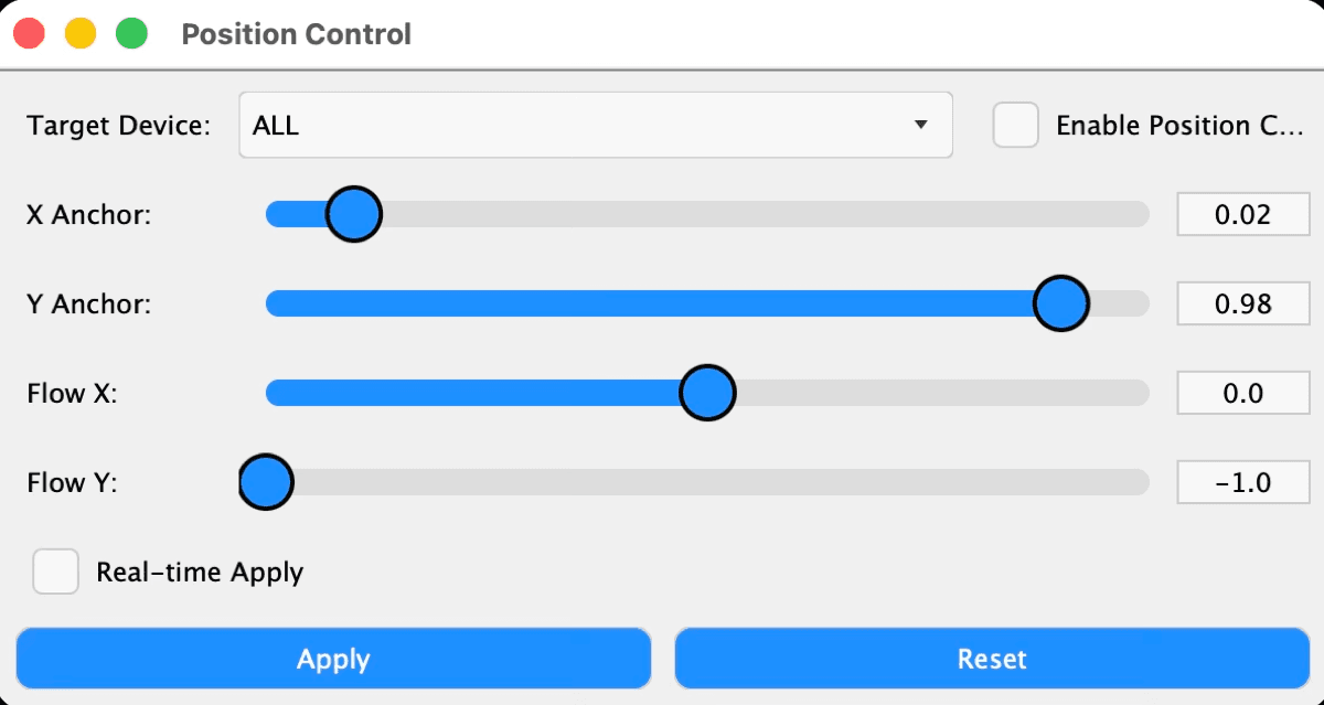 MIDI Portal position controls for cascade mode
