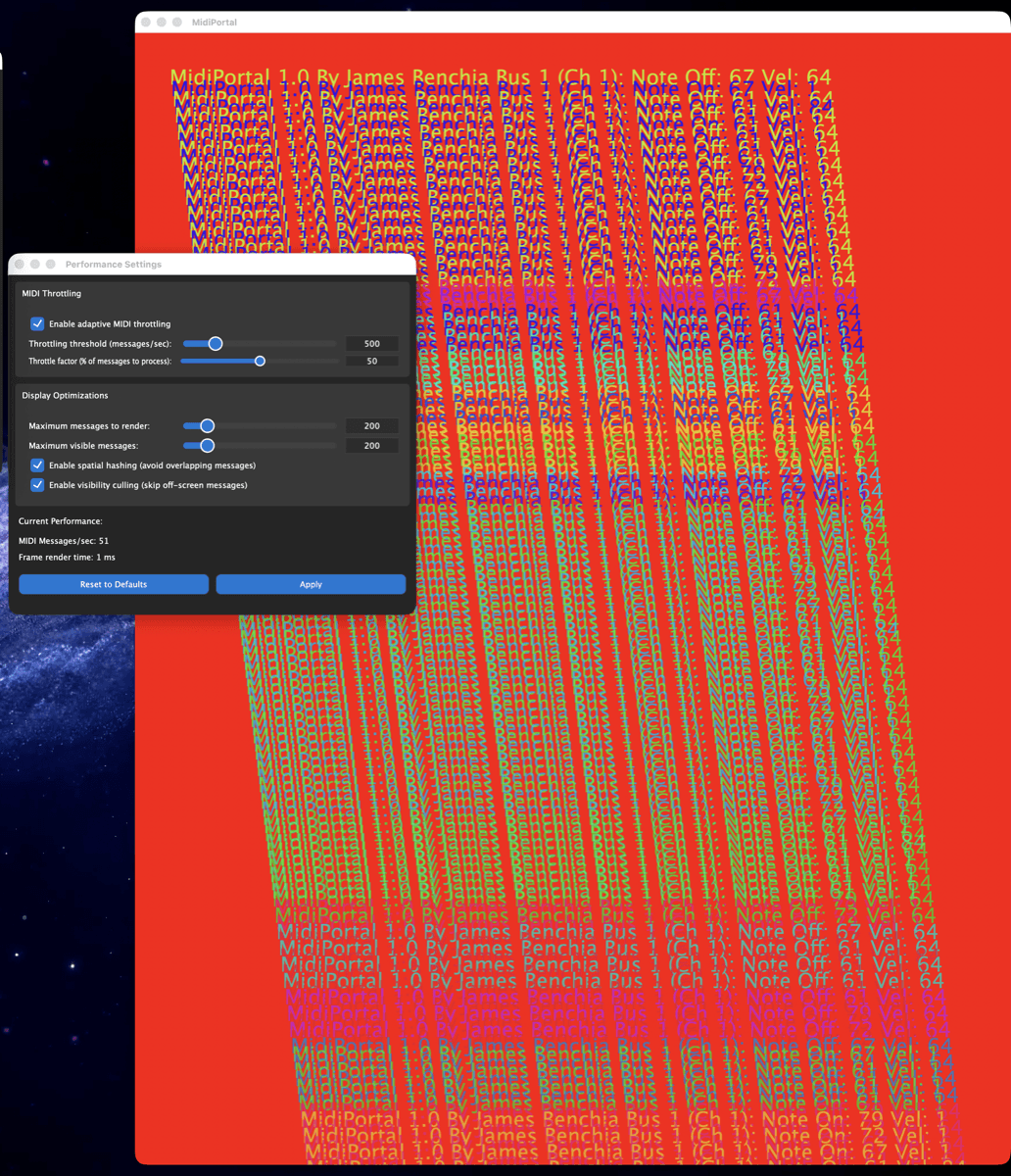 MIDI Portal performance settings optimization